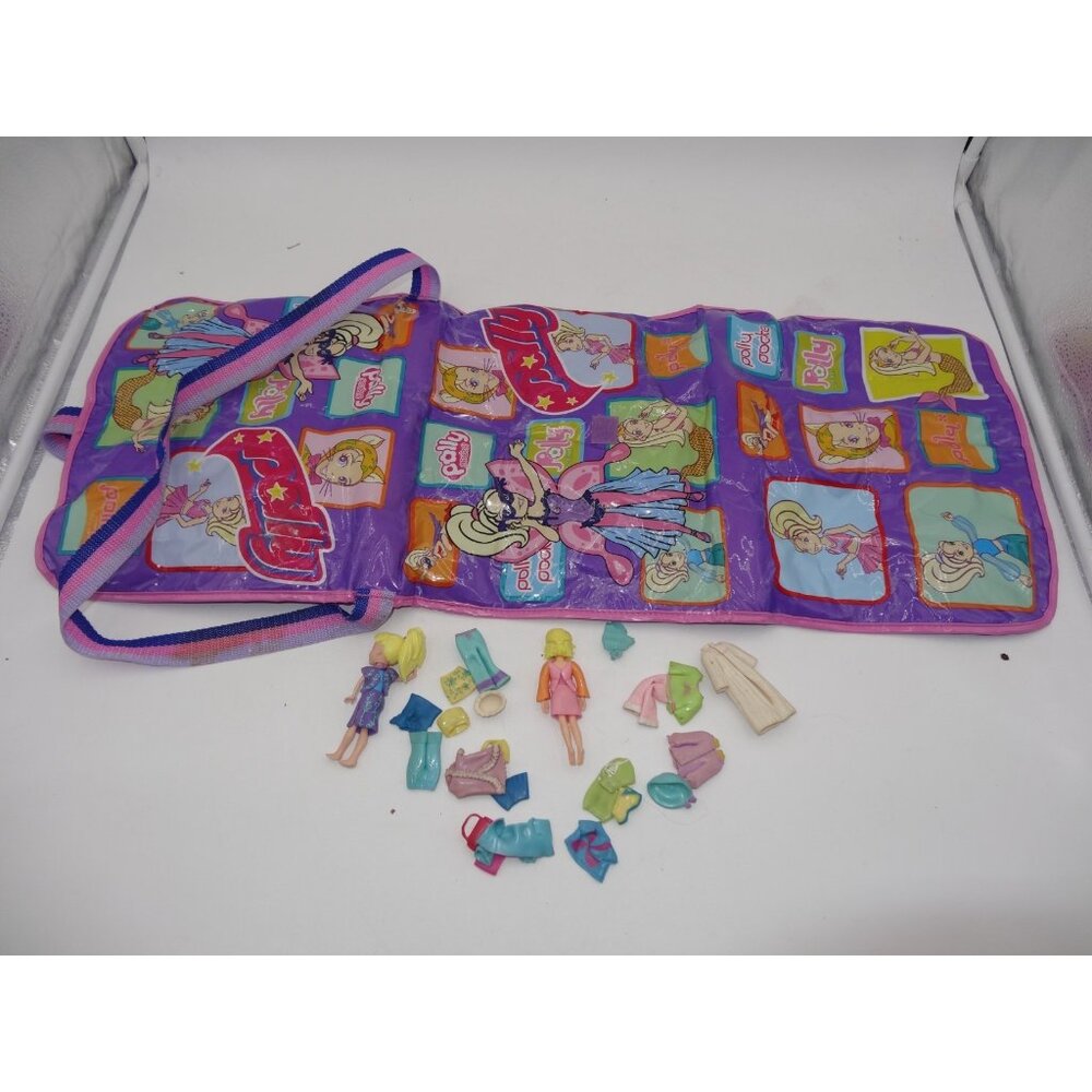 Polly Pocket Vinyl Trifold Doll Folding Carry Case w/22 pockets Dolls Clothes‎